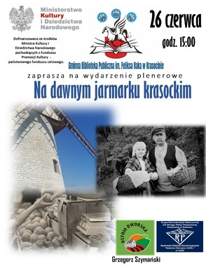 Plakat promujący wydarzenie "Na dawnym jarmarku krasockim"