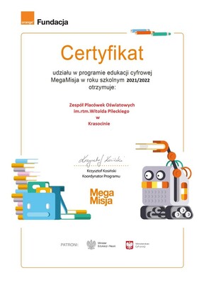 Certyfikat Megamisji dla SP Krasocin